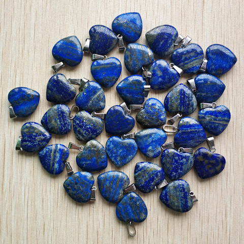 2022 fashion high Quality natural Lapis Lazuli love heart  charms pendants for DIY jewelry making 20mm 24pcs/lot Wholesale ► Photo 1/2