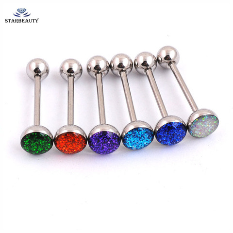Oil Drop 1pc fashion Shinning tongue ring stud stainless steel man woman fashion jewelry silver Color tongue piercing jewelry ► Photo 1/6