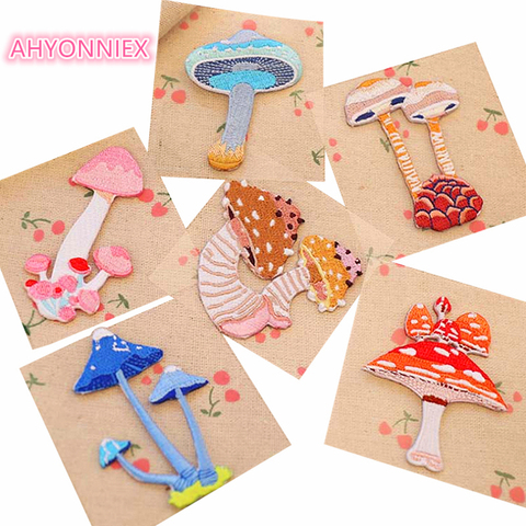 AHYONNIEX 1 Piece Iron On Embroidery Patches Small mushroom Parches for Baby Clothing Applique Patch DIY Clothes Cute Stickers ► Photo 1/6