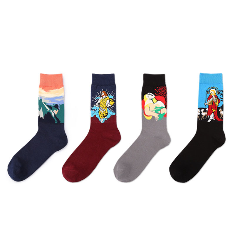 New Men Women Cotton Socks Art Painting Character Pattern Calcetines Van Gogh Socks paragraph abstract art oil painting - Price history & Review | AliExpress Seller - TAXCAIX Official | Alitools.io