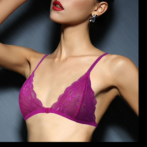Lady Secret Sexy Purple Lace Women Triangle Bra Bralette BH Crop Top Mesh Lined Unpadded Intimates 32 34 36 38 40 42 44 ABCD BIG ► Photo 1/6