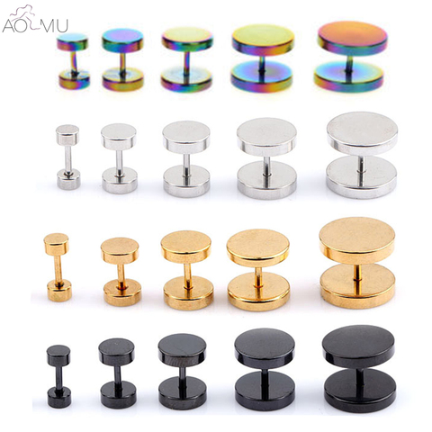 AOMU Stainless Steel Fake Cheater Illusion Screw Ear Plug Flesh Tunnel Tapers Earrings Ear Stretch Expander 18 Gauge 6-14mm ► Photo 1/6