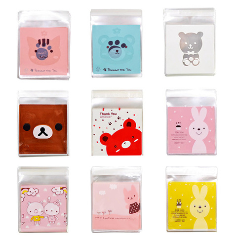 25/50pcs 10x10cm Cute Cartoon Gifts Bags Cookie Packaging Self-adhesive Plastic Bags For Biscuits Candy Food Cake Package ► Photo 1/6