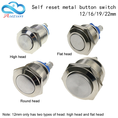 High Quality 12/16/19/22MM Metal Button Switch Reset Button Doorbell Switch Screw Pin Waterproof ► Photo 1/6