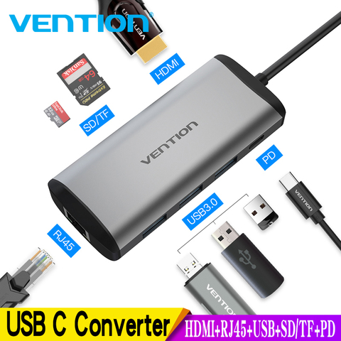 Vention Usb Hub USB Type C to HDMI USB 3.0 HUB Thunderbolt 3 Adapter For MacBook Samsung S9 S10 Huawei Mate 20 P30 Pro USB-C HUB ► Photo 1/6