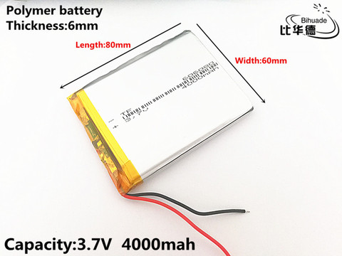 1pcs/lot 3.7V,4000mAH,606080 Polymer lithium ion / Li-ion battery for TOY,POWER BANK,GPS,mp3,mp4 ► Photo 1/4