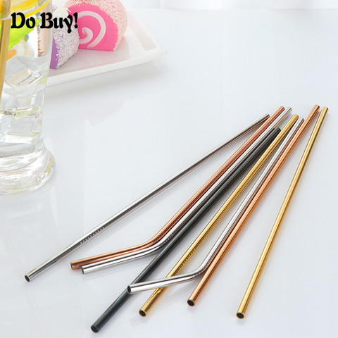 2 Pcs Long Stainless Steel Drinking Straws with Cleaner Brush Reusable Metal Straws 26.7cm Length Eco-friendly Home Bar Tools ► Photo 1/1