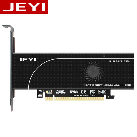 JEYI KNIGHT PCIE3.0 NVME Adapter x16 PCI-E Full Speed M.2 2280 aluminum sheet Thermal conductivity silicon wafer fan cooling SSD ► Photo 1/6