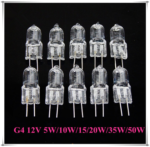 10 Pcs / Lot  G4 12V  5W/10W /20W/35W/50W Halogen Bulb 12V G4 20W Two-pinged  crystal lamp G412V 10W Halogen lamp ► Photo 1/1