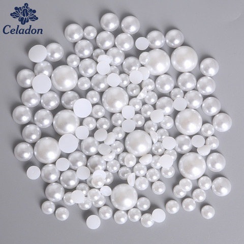 50-1000pcs 1.5-14mm Garment ABS Imitation Pearl Beads Glue on Round Loose Beads For DIY Craft Scrapbook Decoration ► Photo 1/4