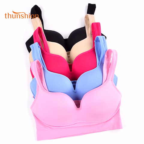 THUNSHION Sports Bra 5 Colors Ladies Padded Push up Yoga Fitness Daily Wear Wire Free Bra Seamless Full Cup Solid Sports Top ► Photo 1/6