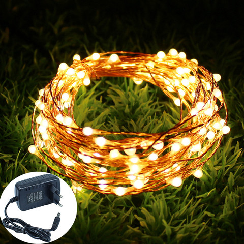 12V 10M 20M 30M 50M Holiday LED String Light Copper Wire Starry Rope Waterproof Flexible Fairy Lights Party Garde+Power Adapter ► Photo 1/6