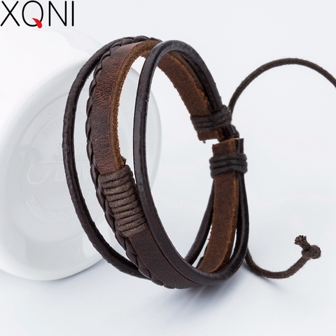 New Fashion Charm Leather Men's Bracelets Popular Boys Bangle Courage Bracelet  DIY Handmade Cross Bracelets! ► Photo 1/6