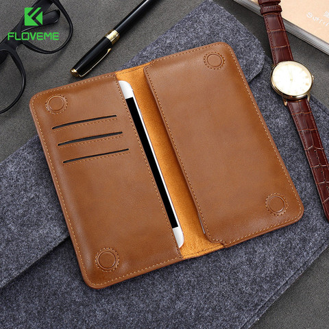 FLOVEME Genuine Universal Pouch Wallet Case For Samsung Galaxy S6 S6 Edge S7 A5 Phone Bag Case For Iphone 7 7Plus 6S 6Plus 5S ► Photo 1/6