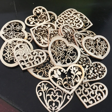 10pcs Lovely Heart Pattern Wooden Scrapbooking Painting Collection Craft Handmade DIY Accessory Home Decoration ► Photo 1/6