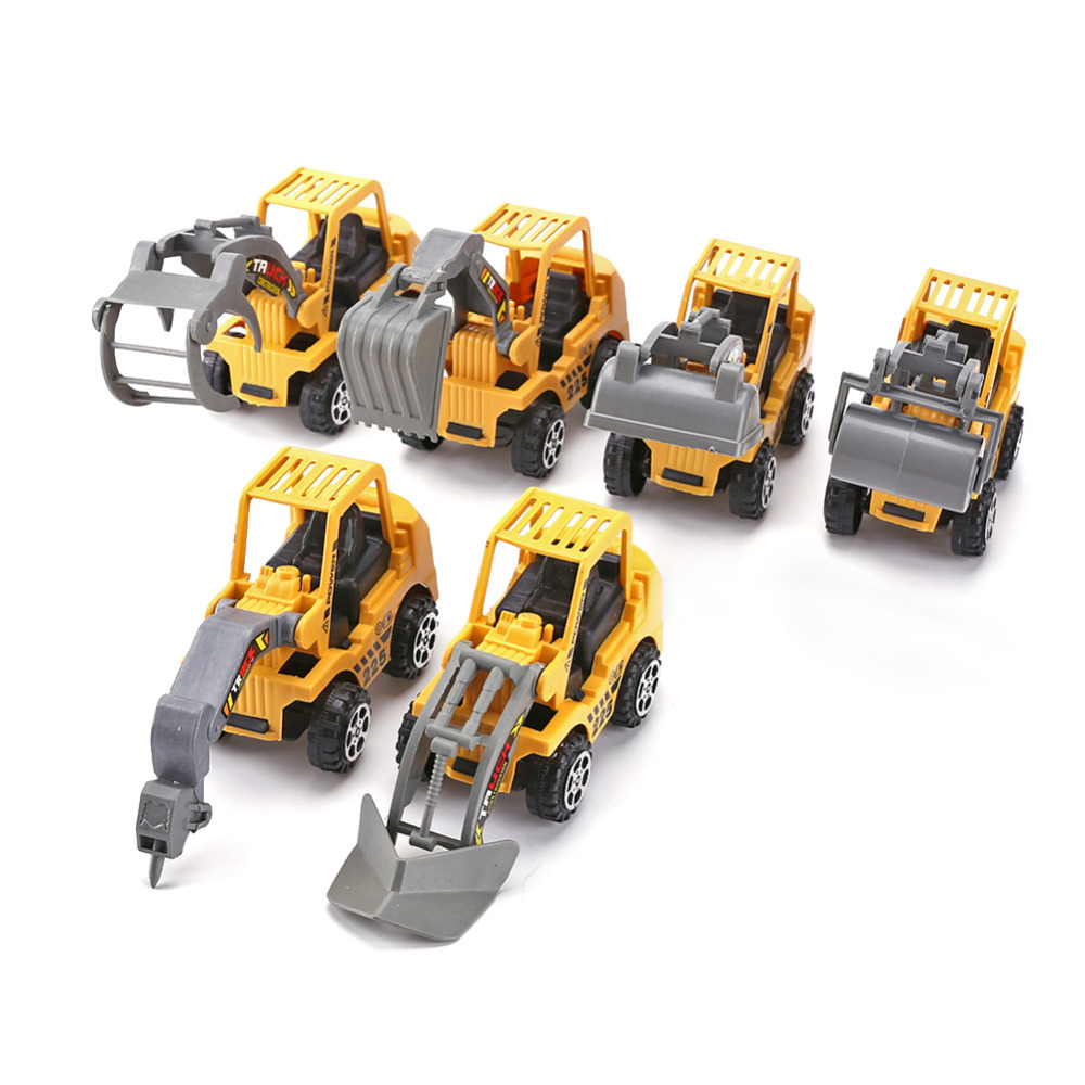 6pcs/set Mini Simulation Engineering Vehicle Alloy Toy Model Construction Mixer 