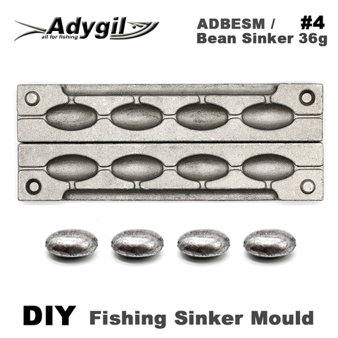 Adygil DIY Fishing Bean Sinker Mould ADBESM/#4 Bean Sinker 36g 4 Cavities ► Photo 1/5