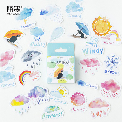 45pcs/pack Lovely Weather Decorative Adhesive Sticker Tape Kids Diy Craft Scrapbooking Sticker Set For Diary, Album ► Photo 1/5