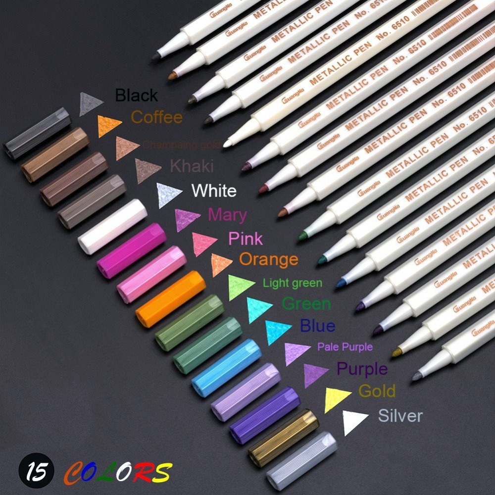 15 Colors/ Set Metallic micron pen Detailed marking color Metal marker for  album black paper drawing School Art supplies - Price history & Review, AliExpress Seller - GuangNa Stationery Store