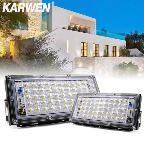 KARWEN LED Flood Light 50W AC 220V 240V Waterproof Ip65 Spotlight Outdoor Garden Lighting Floodlights Led Reflector Cast light ► Photo 1/6