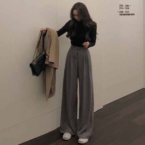 Mazefeng 2022 Spring Autumn Female Solid Wide Leg Pants Women Full Length Pants Ladies High Quality simple Casual Straight Pants ► Photo 1/5