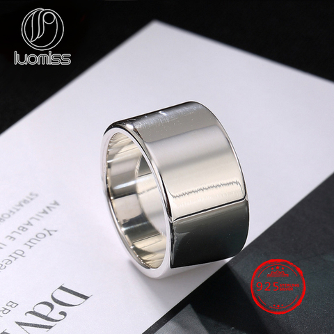 Minimalism Real 925 Sterling Silver Wide Ring Vintage Simple Charm Man Woman Female Adjustable Ring Jewelry Wedding Gift ► Photo 1/1