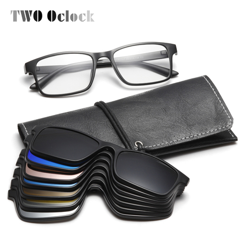 TWO Oclock Flexible Magnet Sunglasses Men Polarized Clip On Glasses Women 7 In 1 Ultra-Light Square Glasses 3D Optic Frame A2247 ► Photo 1/6