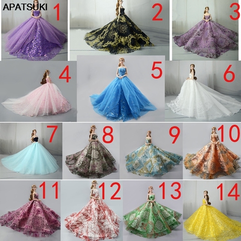 Limited Handmade Wedding Dress For Barbie Doll Outfits Princess Evening Party Ball Long Gown Skirt Bridal Dress Accessories ► Photo 1/6