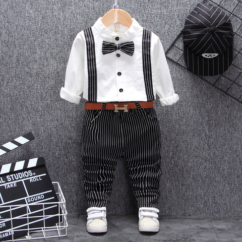British style baby boy clothing one year birthday wedding costume set for newborn baby boy tops pant with belt suit clothes sets ► Photo 1/6