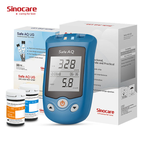 medical devices Sinocare Safe AQ UG Blood Glucose Blood Uric Acid Meter & 50 Test Strips for Diabetes Gout Pregnant Glucometer ► Photo 1/6