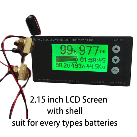 30A 150A 300A 500A Coulomb Meter Battery Capacity Indicator Monitor Li-ion Lipo LiFePO4 Lithium Tester LCD JS-C11 8-65V 10-100V ► Photo 1/1