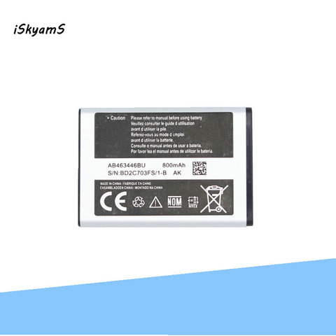 iSkyamS 1x 800mAh AB463446BU Replacement Battery For Samsung SGH GH E251 E258 E350 E428 E500 X208 E900 E908 C512 X630 X680 ► Photo 1/1