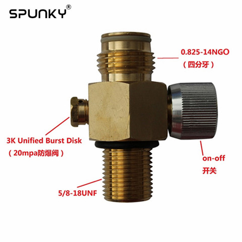 Paintball CO2 Tank Valve with On/Off Thread 5/8-18UNF with or without 3000psi Gauge ► Photo 1/6