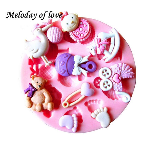 DIY For the baby shower favour gifts chocolate cake decorating tools  Trojan Baby carriage silicone Clay Molds T0060 ► Photo 1/6