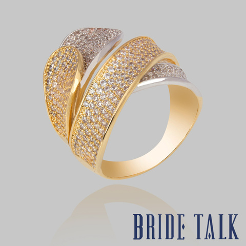 BRIDE TALK Accesorios Mujer Saudi Arabia Jewelry Wedding Ring Jewelry With Cubic Zircon Stone 3 Tone Color For Women ► Photo 1/6