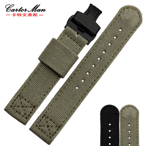 denim watchband for S-eiko NO.5 SNE331 SNE329 18mm 20mm 22mm black khaki NATO nylon watch strap with butterfly buckle bracelet ► Photo 1/6