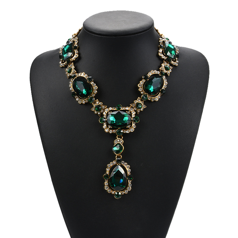 2022 Indian Statement Necklace Jewelry Women Luxury Big Glass Gem Necklaces Pendants Femme ZA Boho Ethnic Crystal Necklace Party ► Photo 1/6