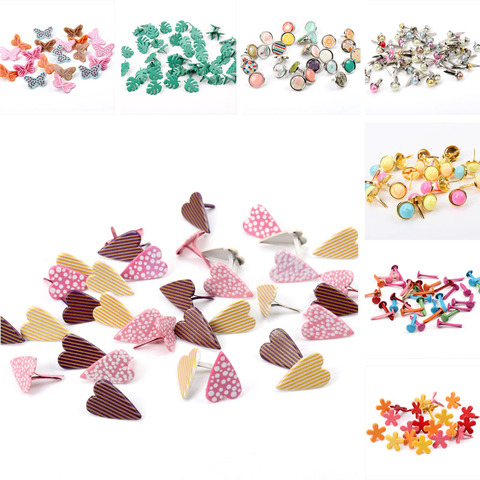Mix Butterfly Flower Leaf Shape Rhinestone Studs And Spikes For Clothes Round Square Brads Scrapbooking Embellishment Fastener ► Photo 1/6