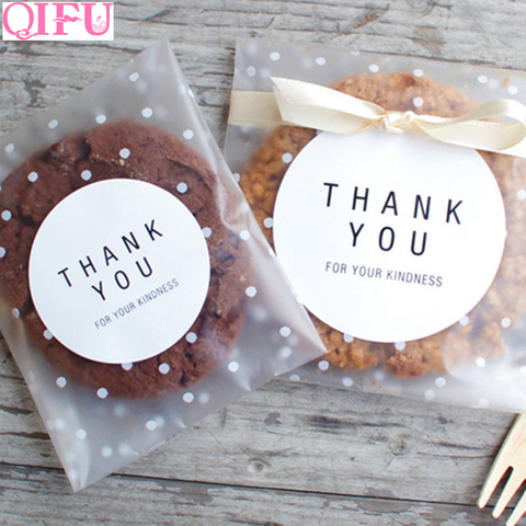 QIFU 100pcs/60pcs Transparent Plastic Bag Candy Cookie Gift Bag Frosted OPP Birthday Party Candy Packaging Bag Pouch Gift Box ► Photo 1/5