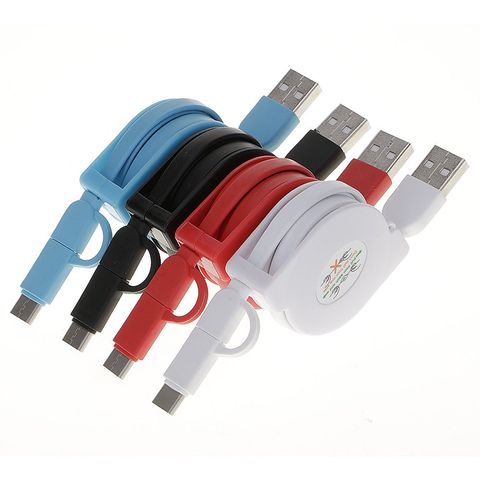 1PC Retractable Roll Ruler 2 In 1 USB Data Sync Cable Charging Cord for Android+Type C Smartphone Mobile Phone Charger ► Photo 1/6
