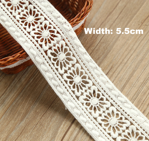 1yard Width:5.5cm Cotton white chemical lace,trimming lace for diy, water soluble lace,floret hollow out lace(ss-2981-915) ► Photo 1/1