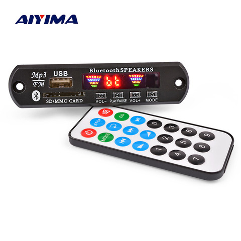 AIYIMA 12V Bluetooth MP3 Decoder Board 4 Color Display USB FM APE FLAC Lossless Decoding Wireless Bluetooth 5.0 Module Handsfree ► Photo 1/6