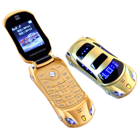 Original Newmind F15 Unlocked Flip Phone Dual Sim Mini Sports Car Model Blue Lantern Bluetooth Mobile Cell Phone 2sim Celular ► Photo 1/6