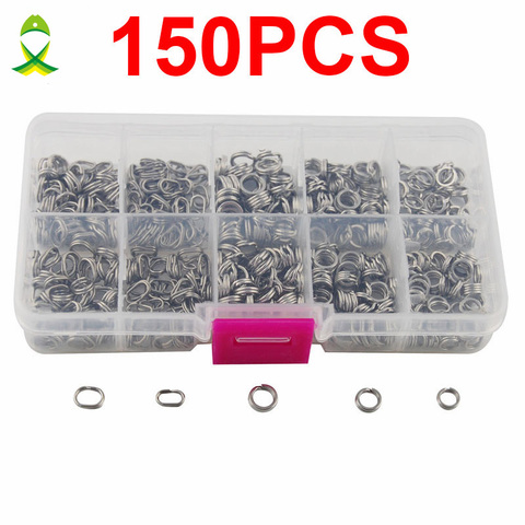 JSM 150pcs Stainless Steel Fishing Split Rings Mixed Size Round Oval Split Rings For Fishing Lure Fishing Connector Set With Box ► Photo 1/3