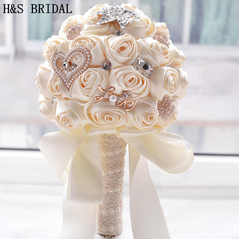 Buy Online 8 Colors Gorgeous Wedding Flowers Bridal Bouquets Artificial Wedding Bouquet Crystal Sparkle With Pearls 2020 Buque De Noiva Alitools