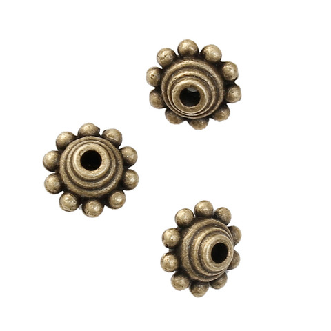 DoreenBeds Zinc Based Alloy Spacer Beads Bicone Flying Saucer Antique Bronze Beads 10mm x 10mm, Hole: Approx 2.1mm, 30 PCs ► Photo 1/3