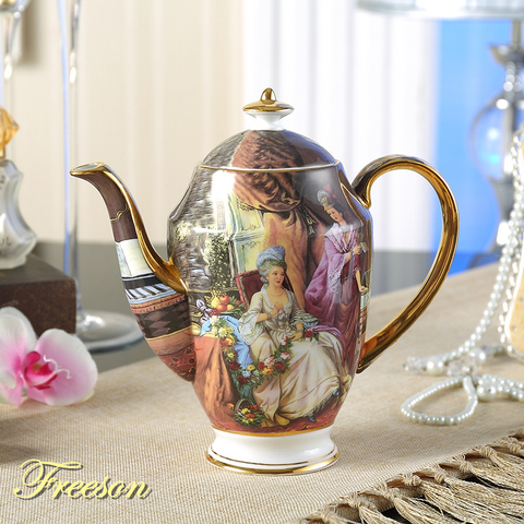 British Royal Vintage Bone China Tea Pot with Infuser Europe Porcelain Coffee Pot 1000ml Ceramic Teapot Cafe Teatime Drinkware ► Photo 1/6