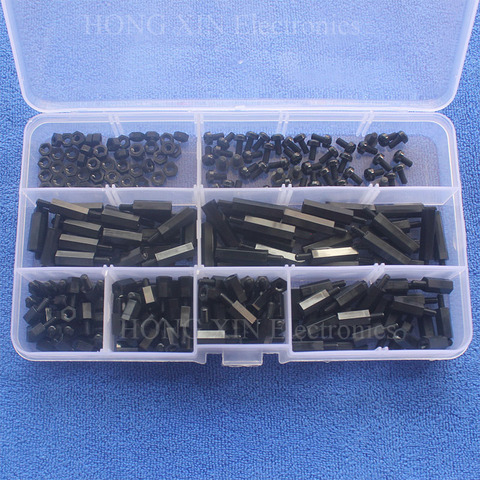 250pcs/Box M2 M3 Male Female Standoffs Nylon Spacer Hex Column Screws Nuts Assortment Kit Threaded Pillar Repair Tools ► Photo 1/1