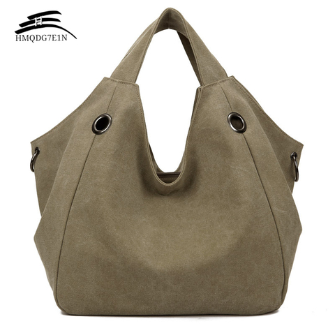 Promotin 100%contton Women Solid Shoulder Bag Fashion Casual Canvas Hobos Handbags High Quality Large capacity Tote Bags ► Photo 1/4