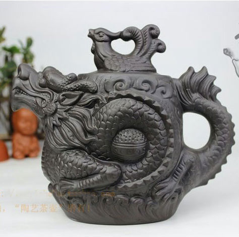 NEW YIXING TEAPOT Dragon and Phoenix tea pot Premium black 470ml big capacity purple clay tea set kettle kung fu teapot ► Photo 1/6